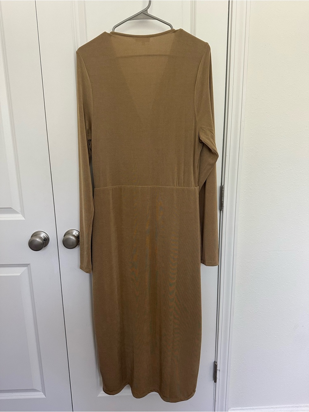 Good American Shimmer Wrap Midi Dress in Gold - Picture 3 of 5